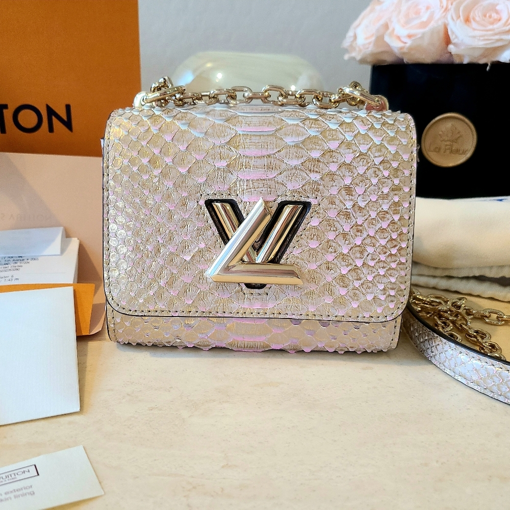SOLD! Louis Vuitton Twist Mini Snakeskin Python Pink crossbody purse